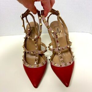 Valentino Rockstud heels in red, size 7